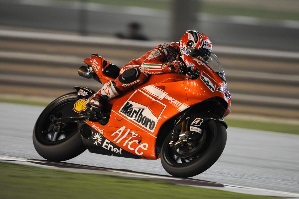 Stoner, Rossi Fastest In MotoGP Warm-Up In Qatar