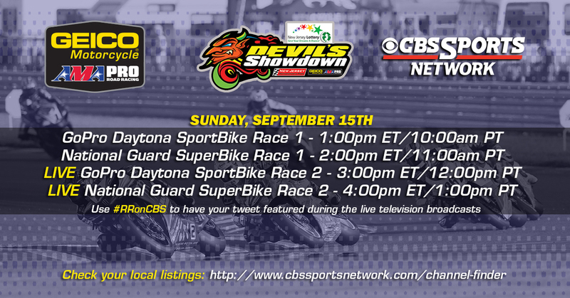 Tune In To CBS Sports Network Today For Four Solid Hours Of GEICO Motorcycle AMA Pro Road Racing From New Jersey