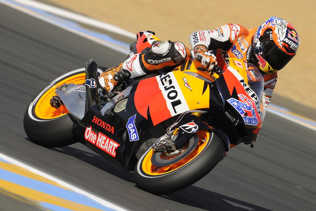 Stoner Over Simoncelli, Pedrosa, Hayden In MotoGP Free Practice Two At Le Mans